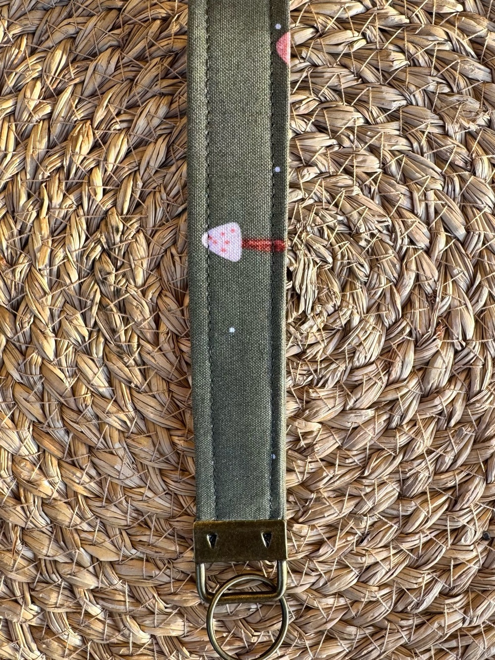 Olive Green Mushroom Key Fob Wristlet